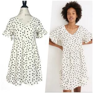Madewell | Women | Lightspun Gauze Dot Toss Ruffle Sleeve Babydoll Dress | Small